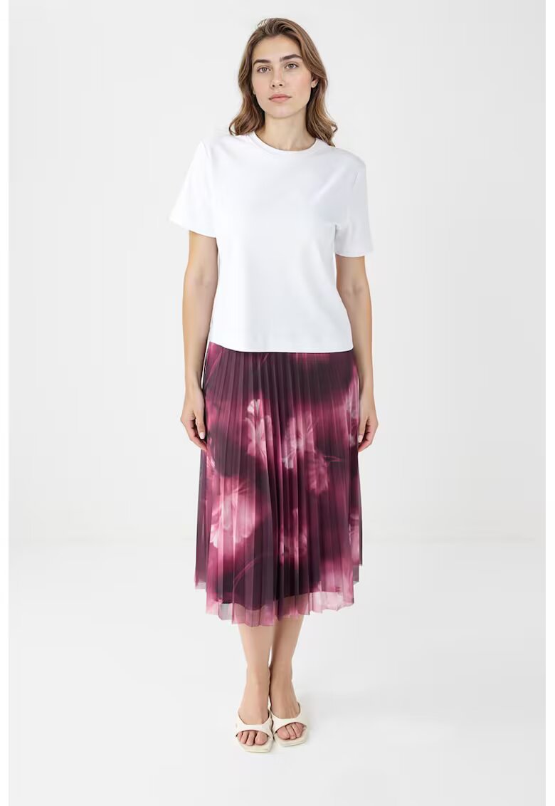 JIMMY KEY Fusta plisata midi cu model - Violet/Roz