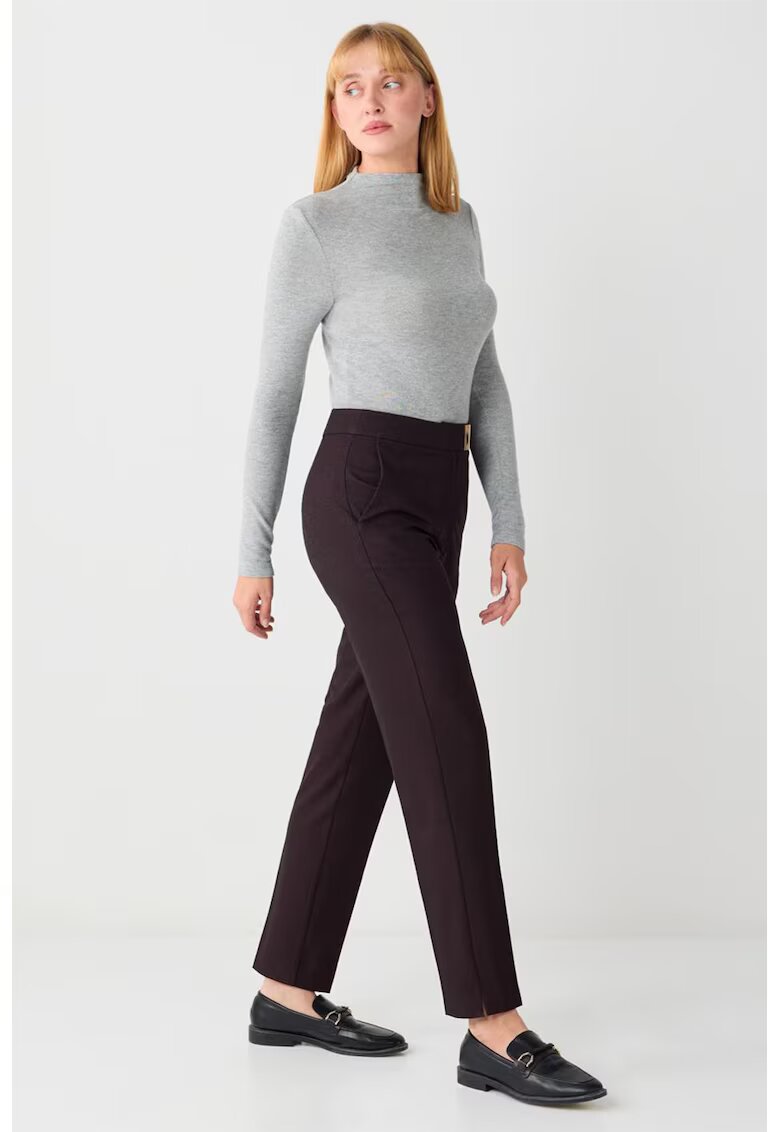 JIMMY KEY Pantaloni conici cu talie inalta si pliuri - Violet