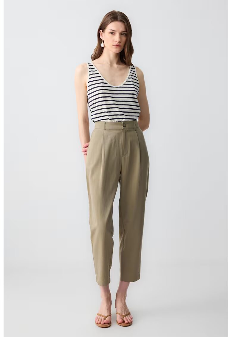 JIMMY KEY Pantaloni crop cu buzunare laterale - Verde fistic