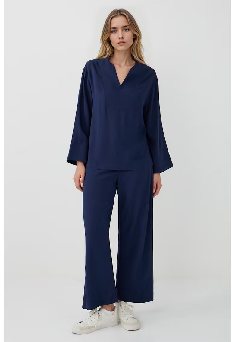 JIMMY KEY Pantaloni crop cu croiala ampla - Bleumarin