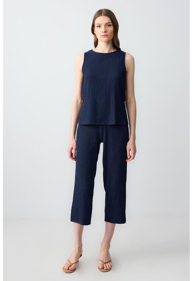 JIMMY KEY Pantaloni crop cu model uni - Bleumarin