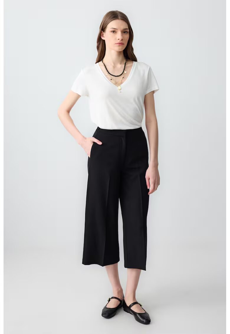 JIMMY KEY Pantaloni crop cu model uni - Negru