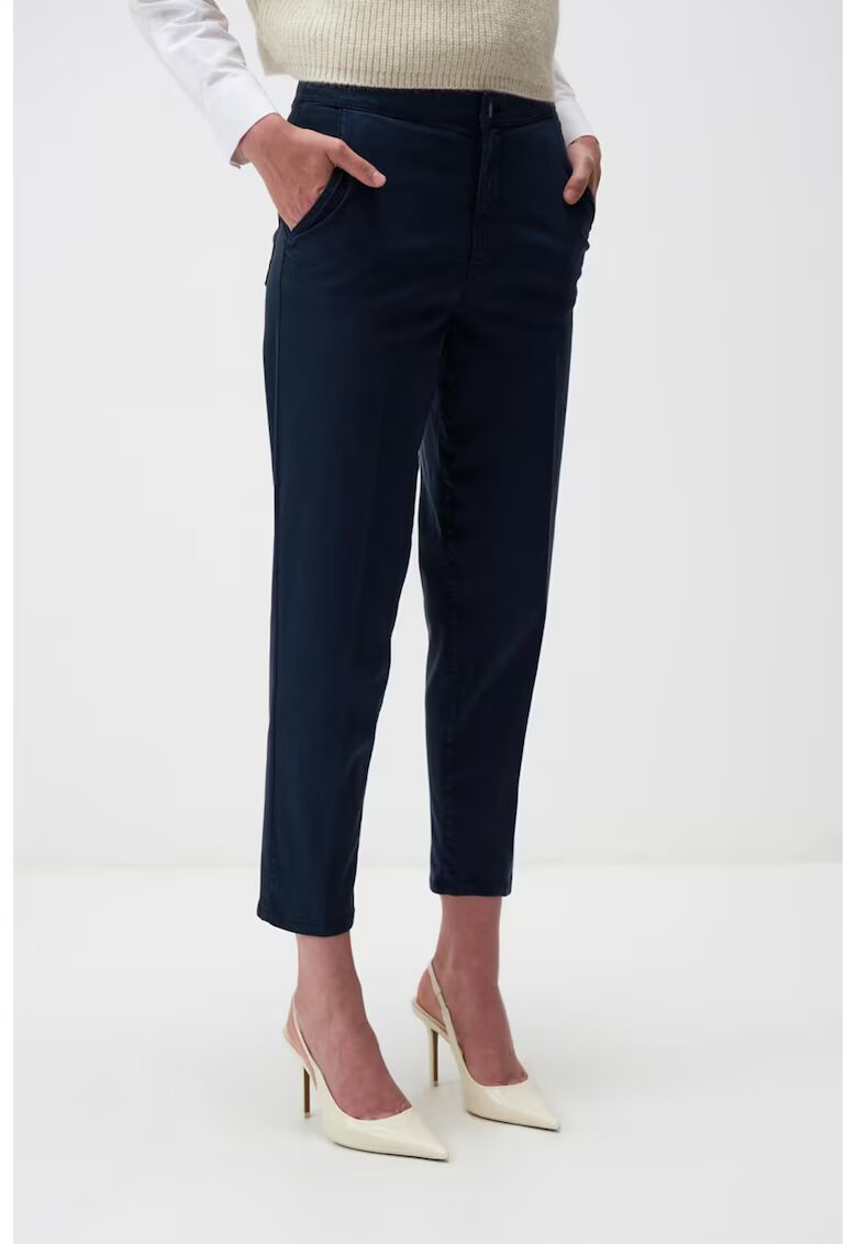 JIMMY KEY Pantaloni crop din amestec de lyocell - Bleumarin