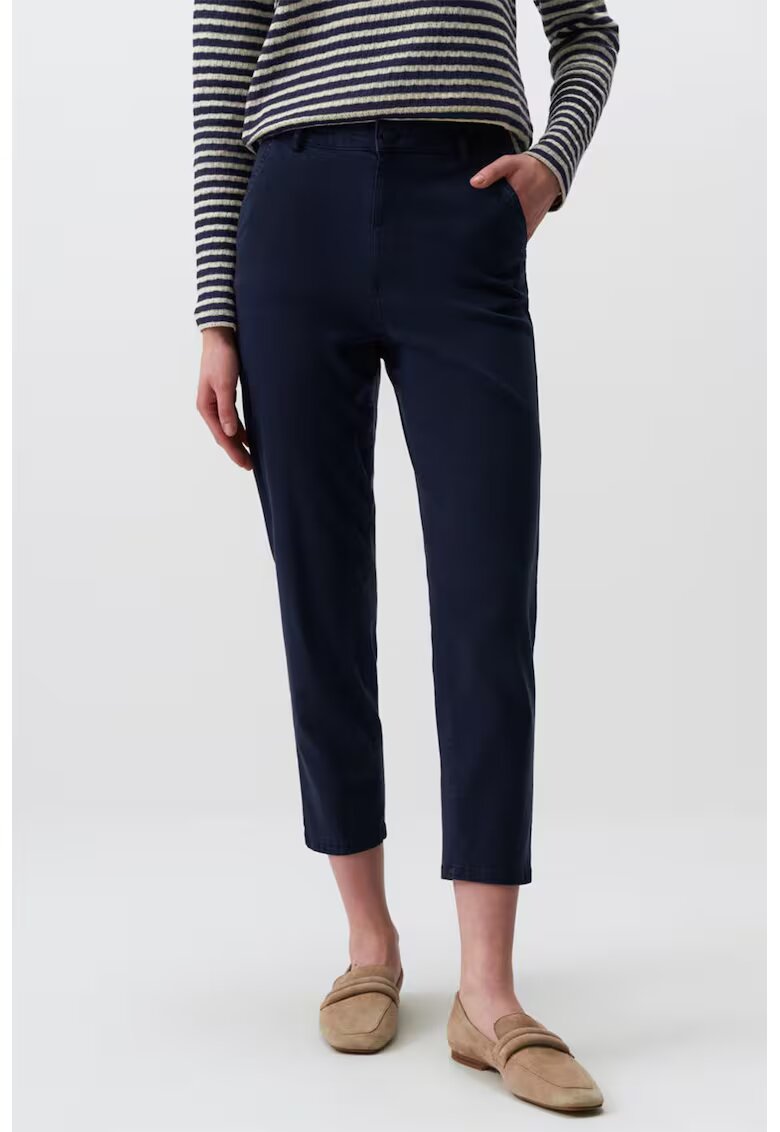 JIMMY KEY Pantaloni crop din amestec de lyocell cu buzunare - Albastru ultramarin