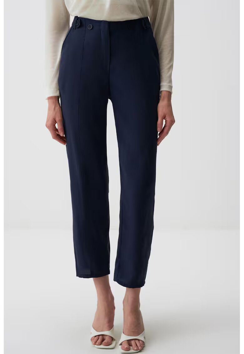 JIMMY KEY Pantaloni crop din amestec de modal - cu croiala dreapta - Bleumarin