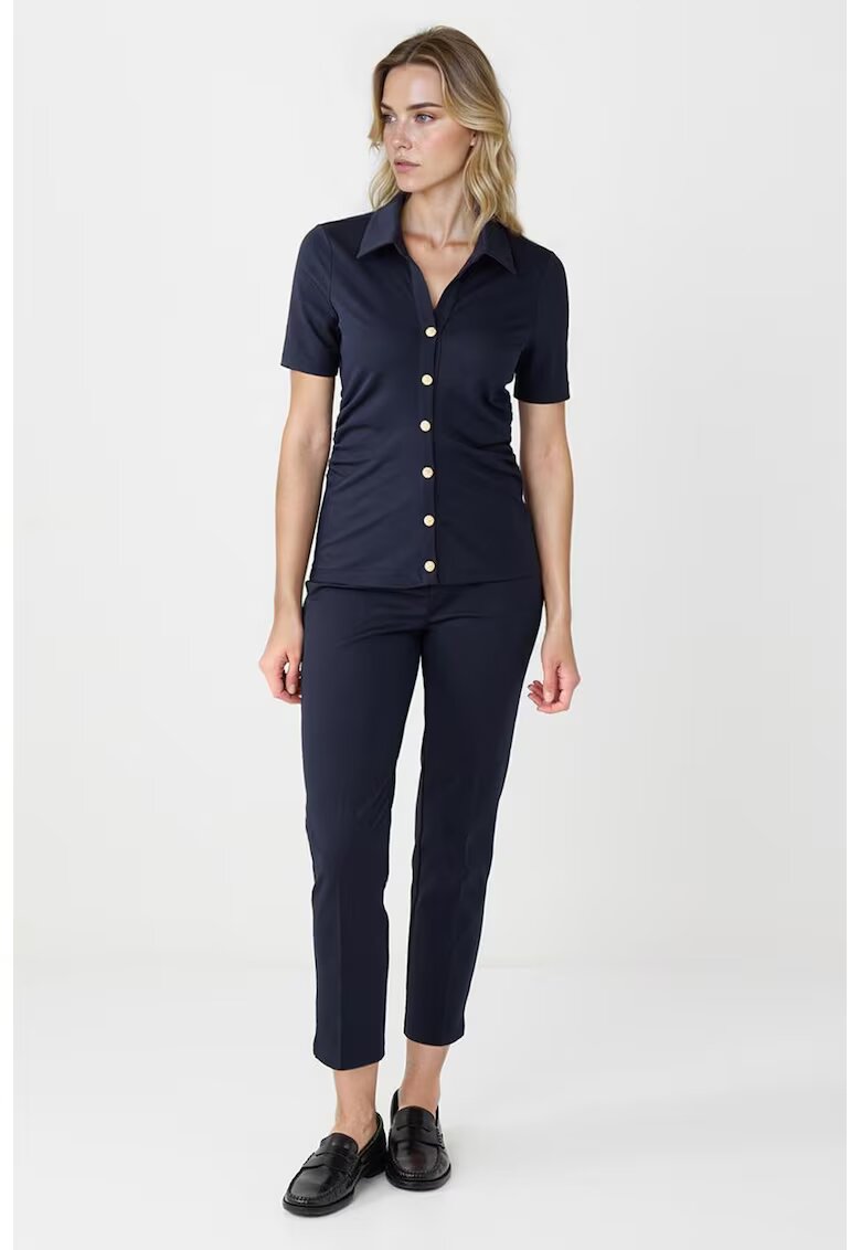 JIMMY KEY Pantaloni crop eleganti cu model uni - Albastru ultramarin