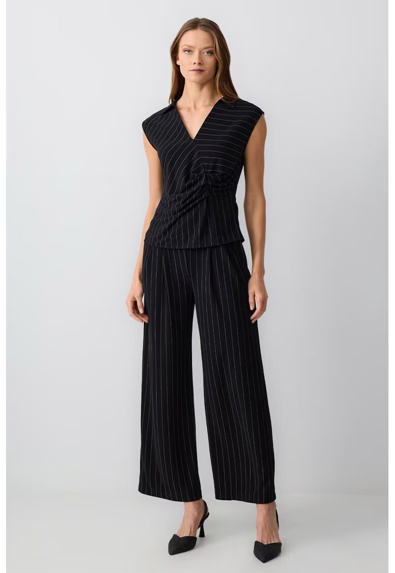 JIMMY KEY Pantaloni cu model in dungi si talie inalta - Negru