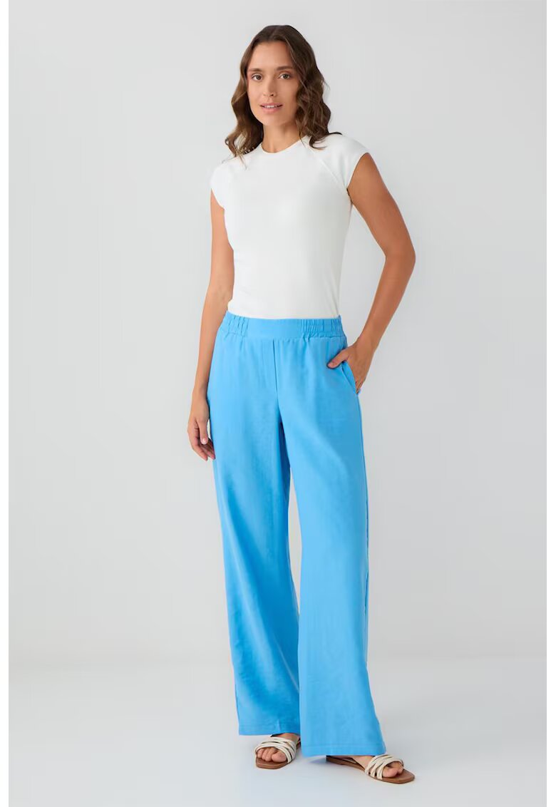 JIMMY KEY Pantaloni din amestec de lyocell cu talie elastica - Albastru glaciar