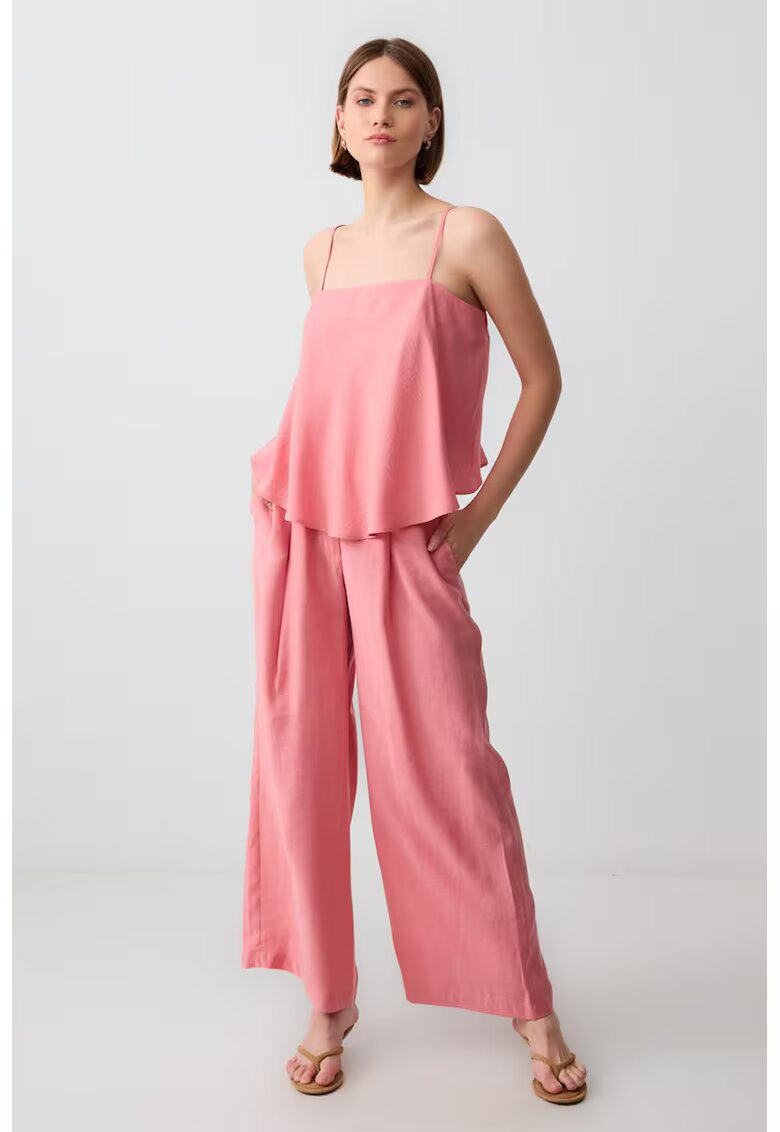 JIMMY KEY Pantaloni din amestec de modal cu croiala ampla - Roz pastel