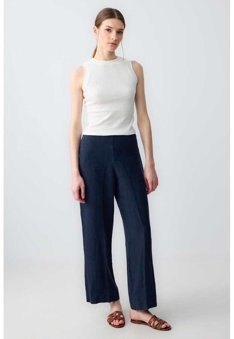 JIMMY KEY Pantaloni din in cu croiala ampla - Bleumarin