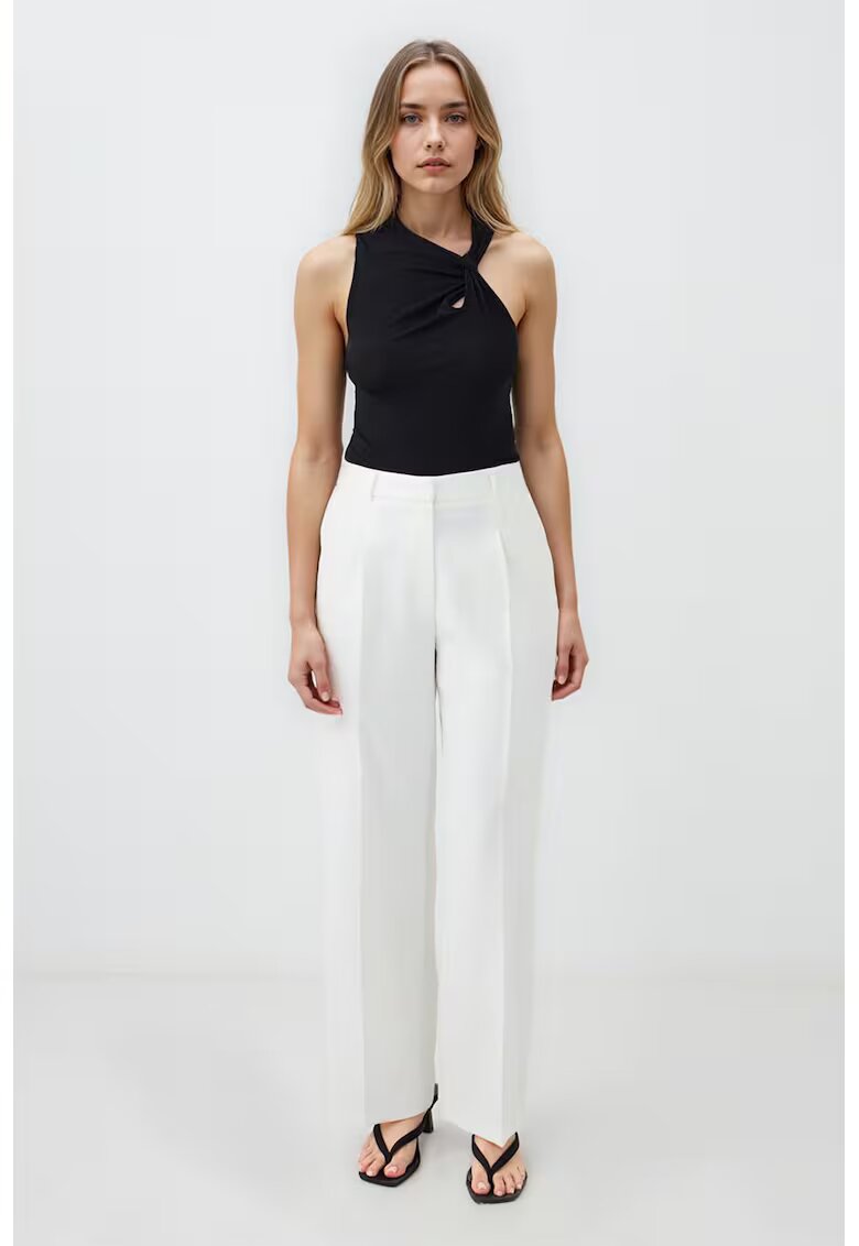 JIMMY KEY Pantaloni drepti cu talie inalta - Alb optic