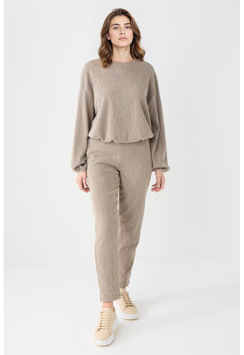 JIMMY KEY Pantaloni drepti texturati Mink - Bej melange