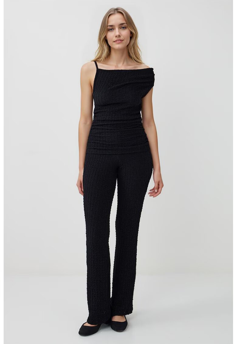 JIMMY KEY Pantaloni drepti texturati - Negru