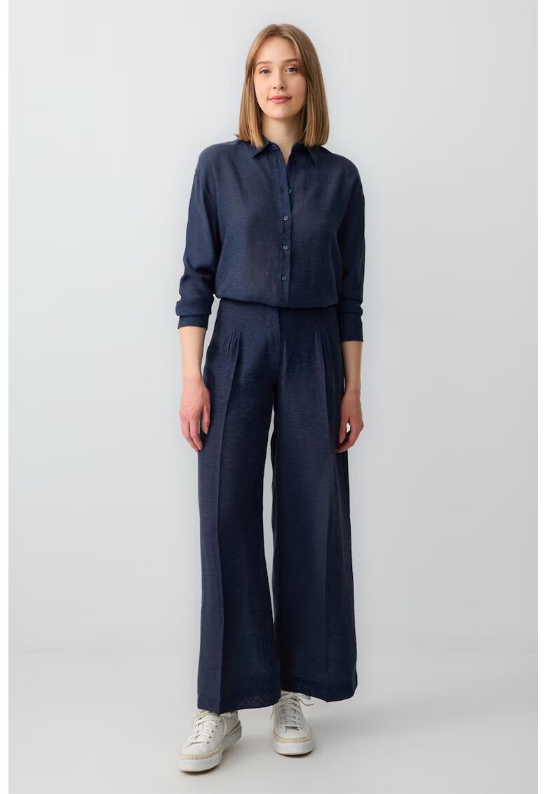 JIMMY KEY Pantaloni evazati cu talie inalta - Bleumarin