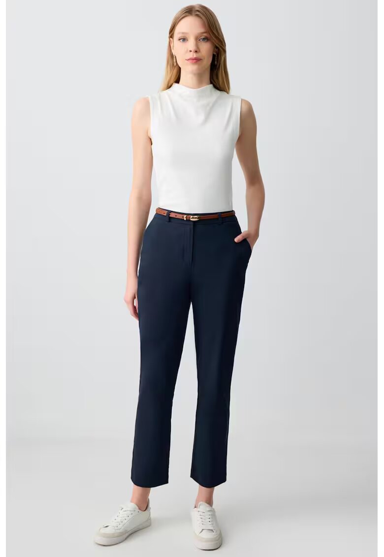 JIMMY KEY Pantaloni regular fit cu model uni - Albastru ultramarin