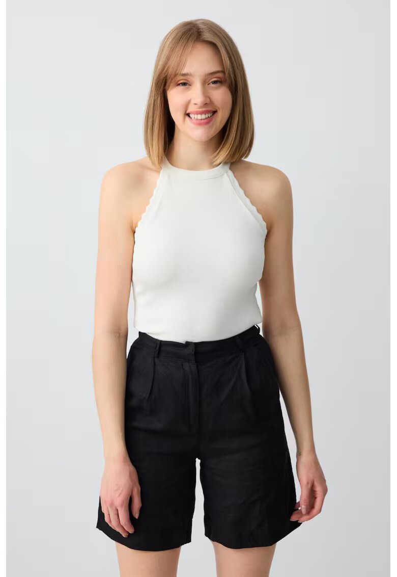 JIMMY KEY Pantaloni scurti de in cu talie inalta - Negru