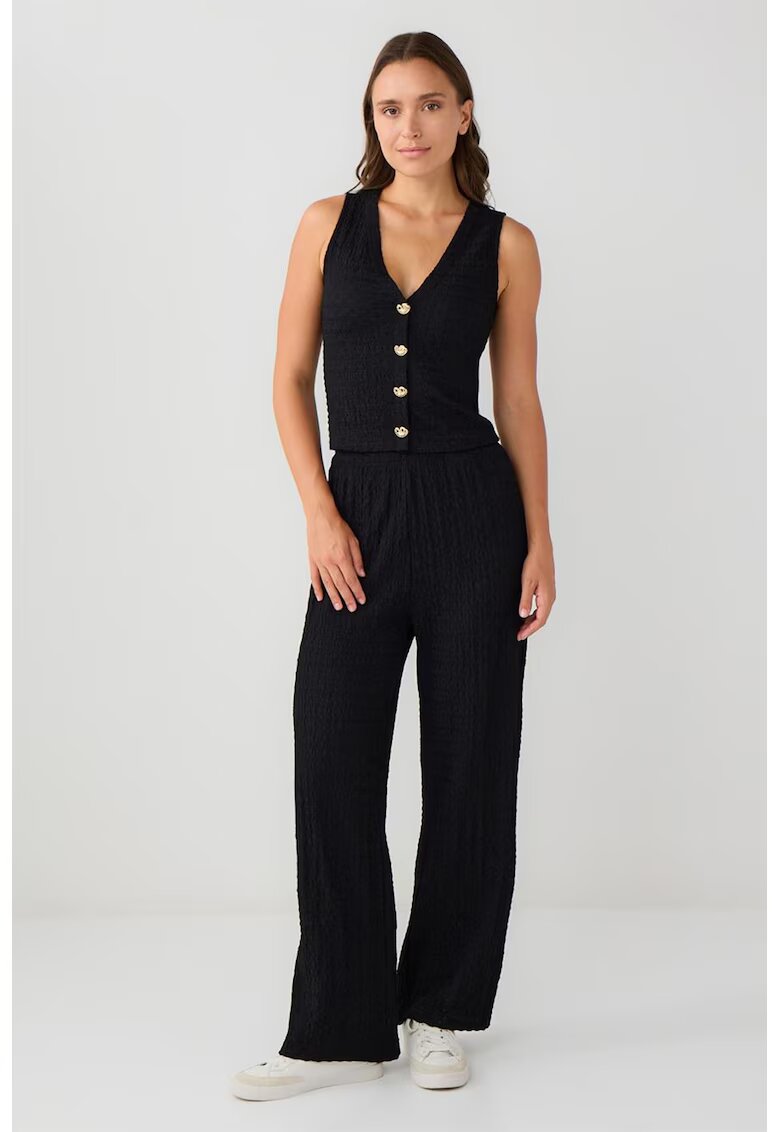 JIMMY KEY Pantaloni texturati cu croiala ampla - Negru