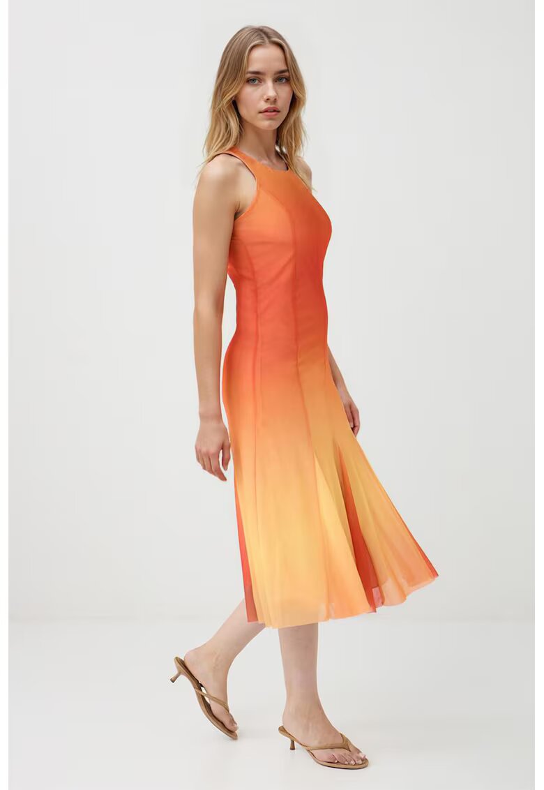 JIMMY KEY Rochie cu croiala pe bie si aspect in degrade - Galben pal/Portocaliu mandarina