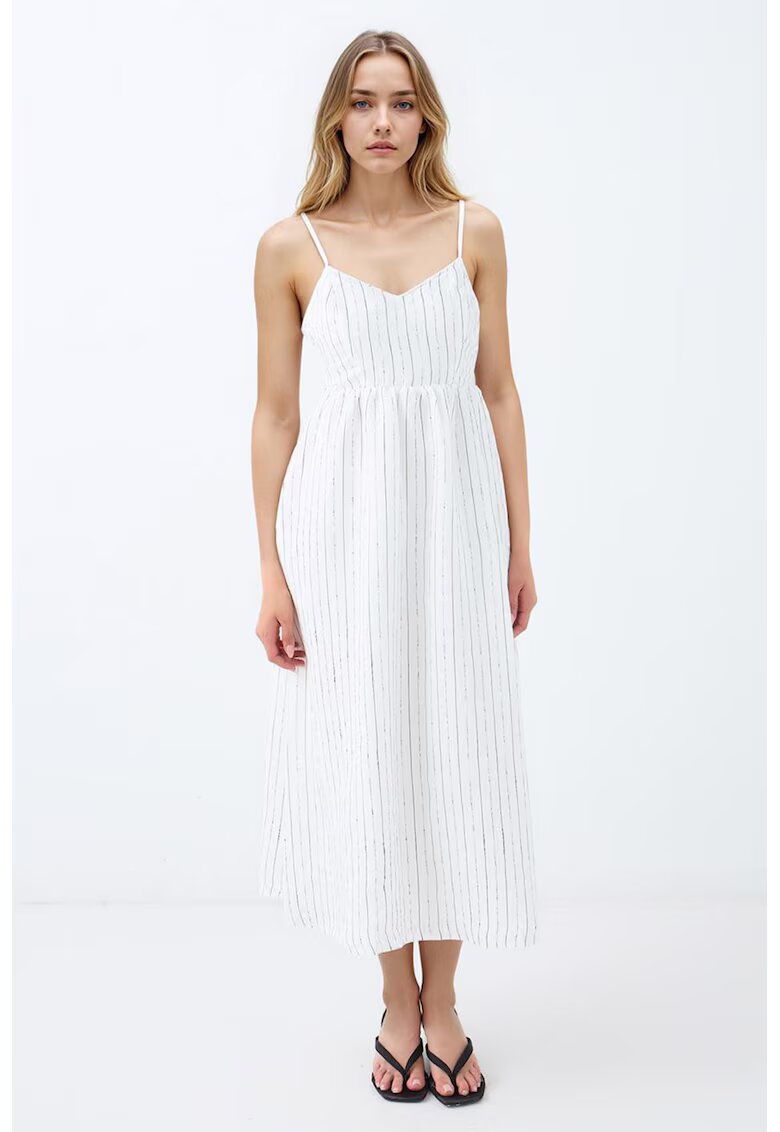 JIMMY KEY Rochie cu model in dungi si decolteu in V - Negru/Alb murdar