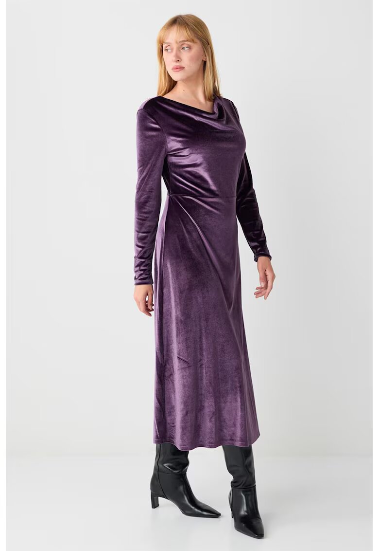 JIMMY KEY Rochie de catifea cu decolteu drapat - Violet