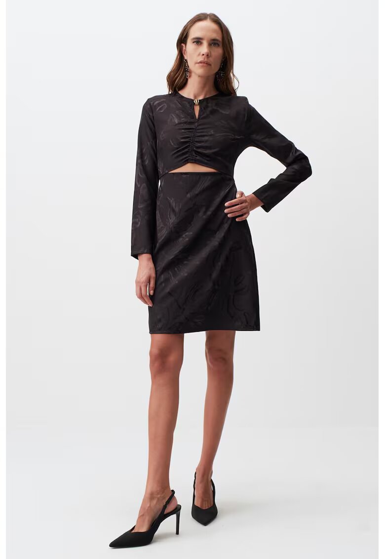 JIMMY KEY Rochie de satin cu decupaj frontal - Negru stins