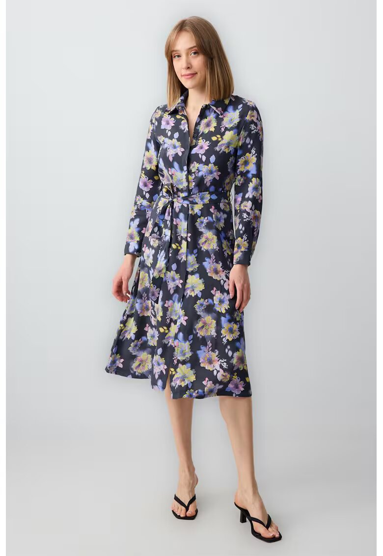 JIMMY KEY Rochie din amestec de modal cu croiala in A si model floral - Roz/Bleumarin