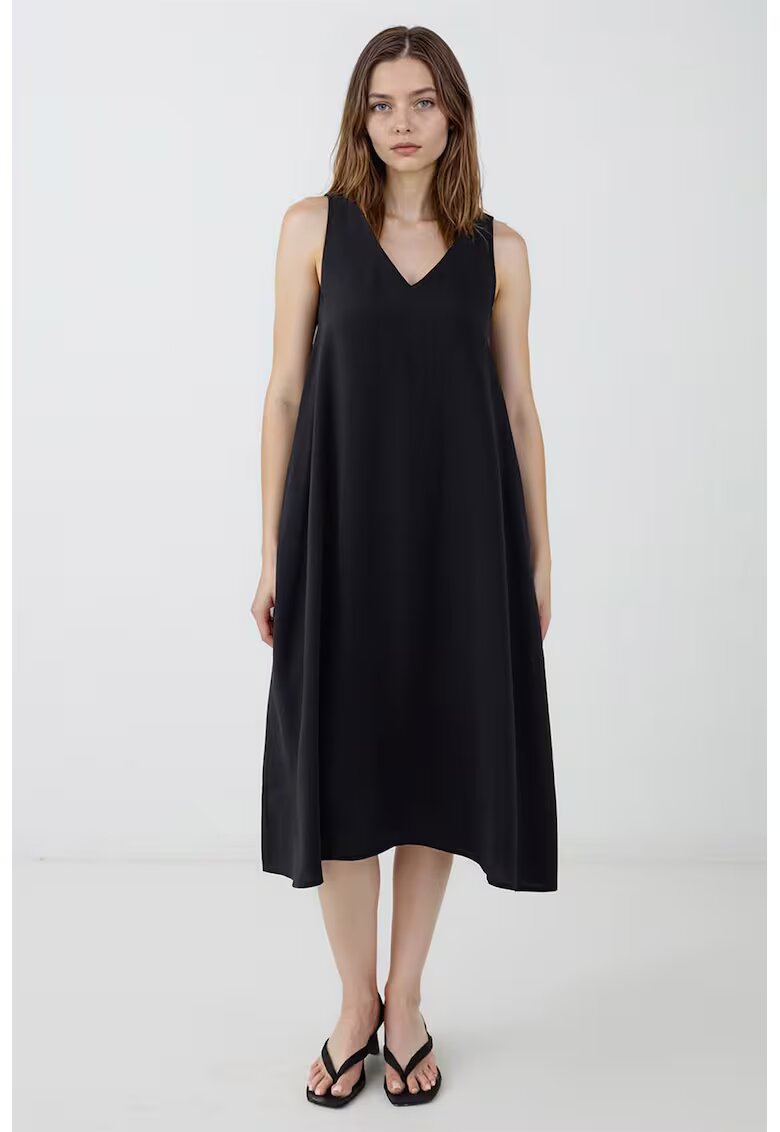 JIMMY KEY Rochie din amestec de modal cu decolteu in V - Negru