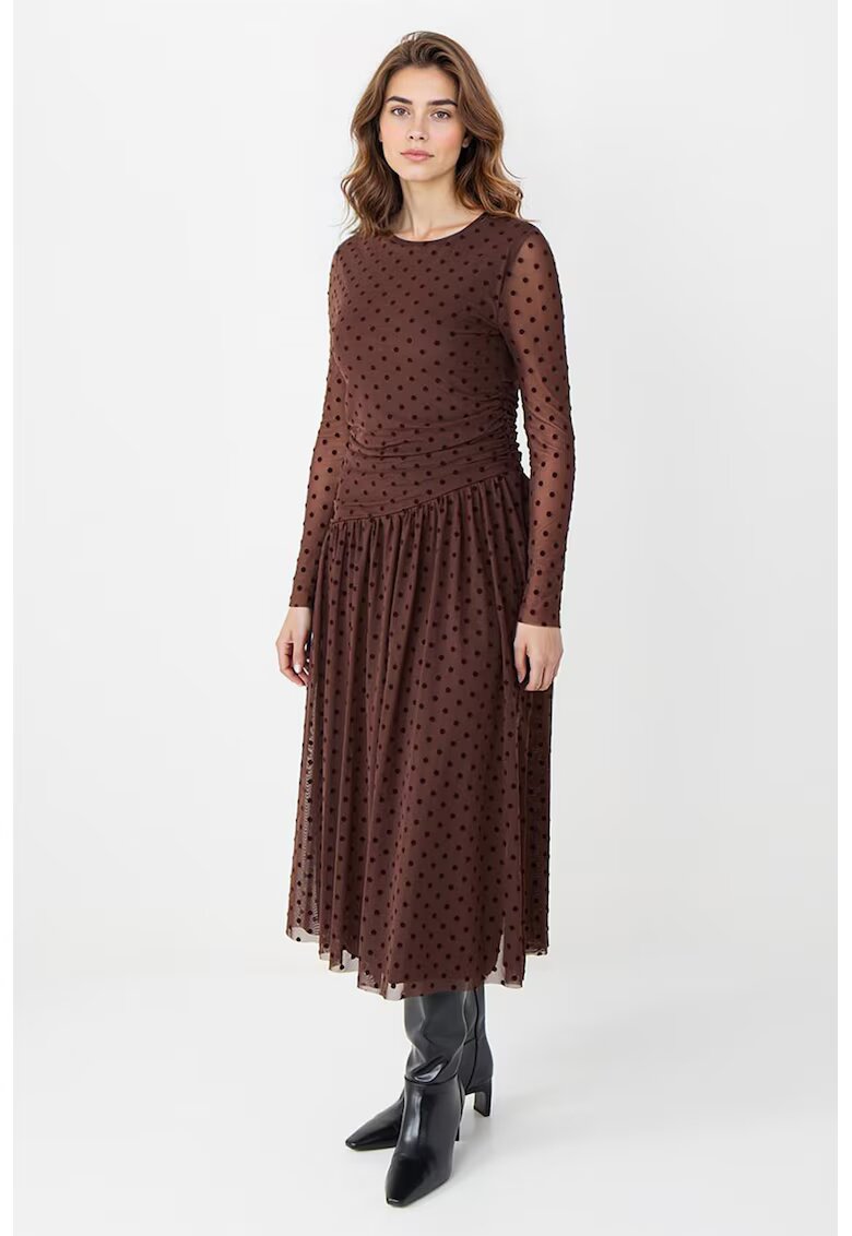 JIMMY KEY Rochie evazata cu buline - Maro