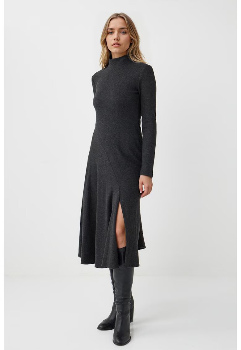 JIMMY KEY Rochie evazata cu slit frontal - Gri antracit