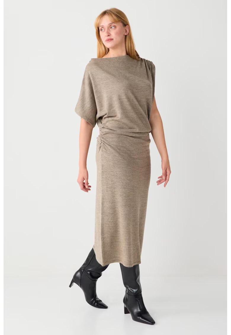 JIMMY KEY Rochie lunga cu maneci asimetrice - Bej melange