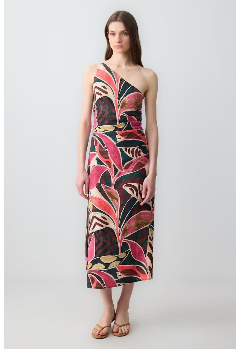 JIMMY KEY Rochie maxi din amestec de in - Negru stins/Verde englez/Rosu