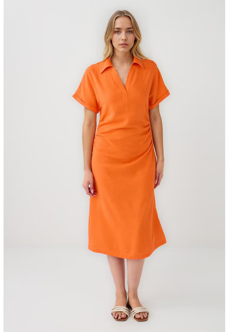 JIMMY KEY Rochie midi cu maneci scurte - Portocaliu mandarina