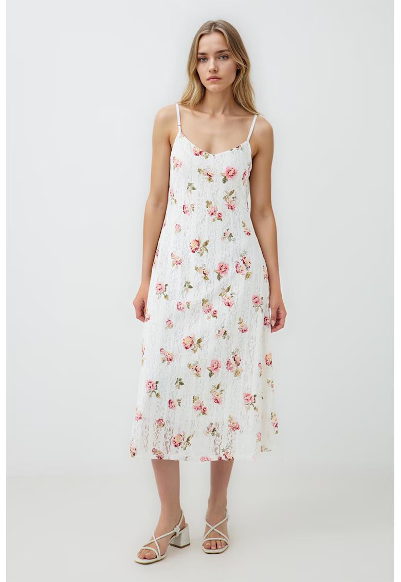 JIMMY KEY Rochie midi cu model floral - Verde/Alb murdar/Roz