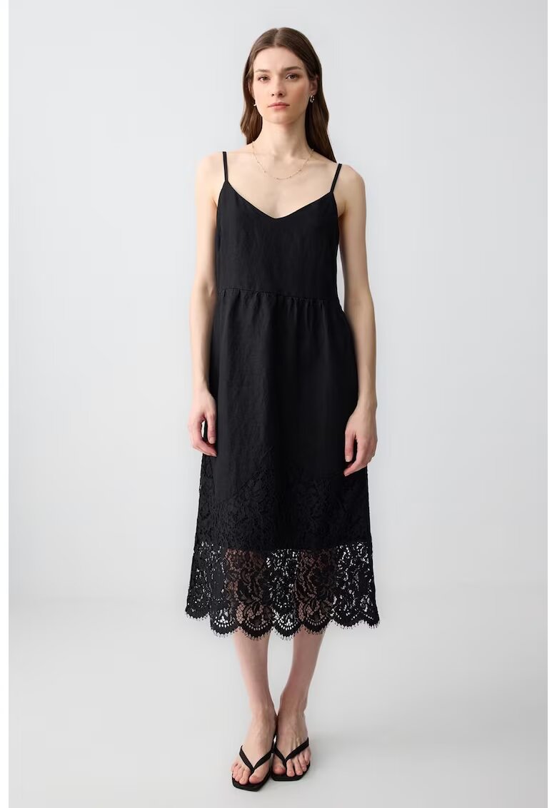 JIMMY KEY Rochie midi de in cu bretele subtiri - Negru