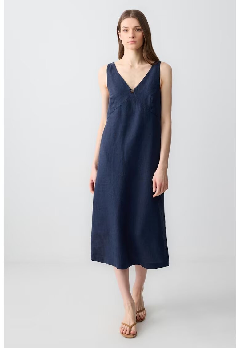 JIMMY KEY Rochie midi de in cu decolteu in V - Bleumarin