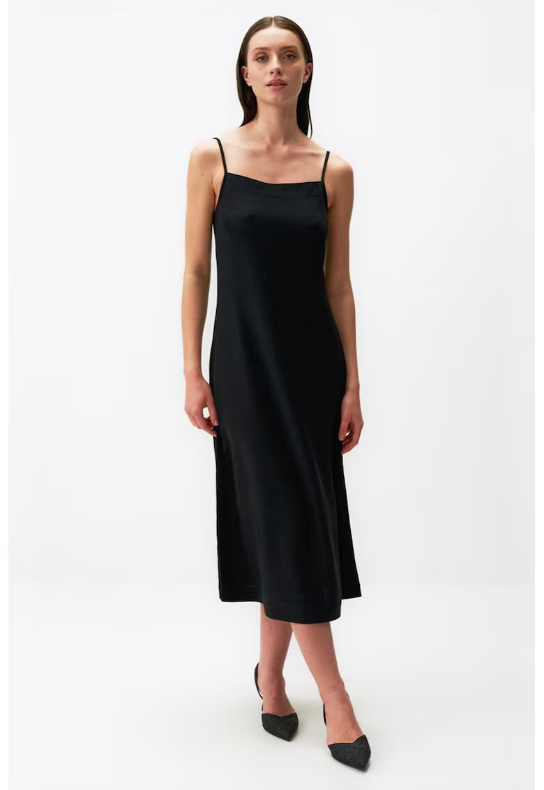 JIMMY KEY Rochie midi din amestec de in - Negru