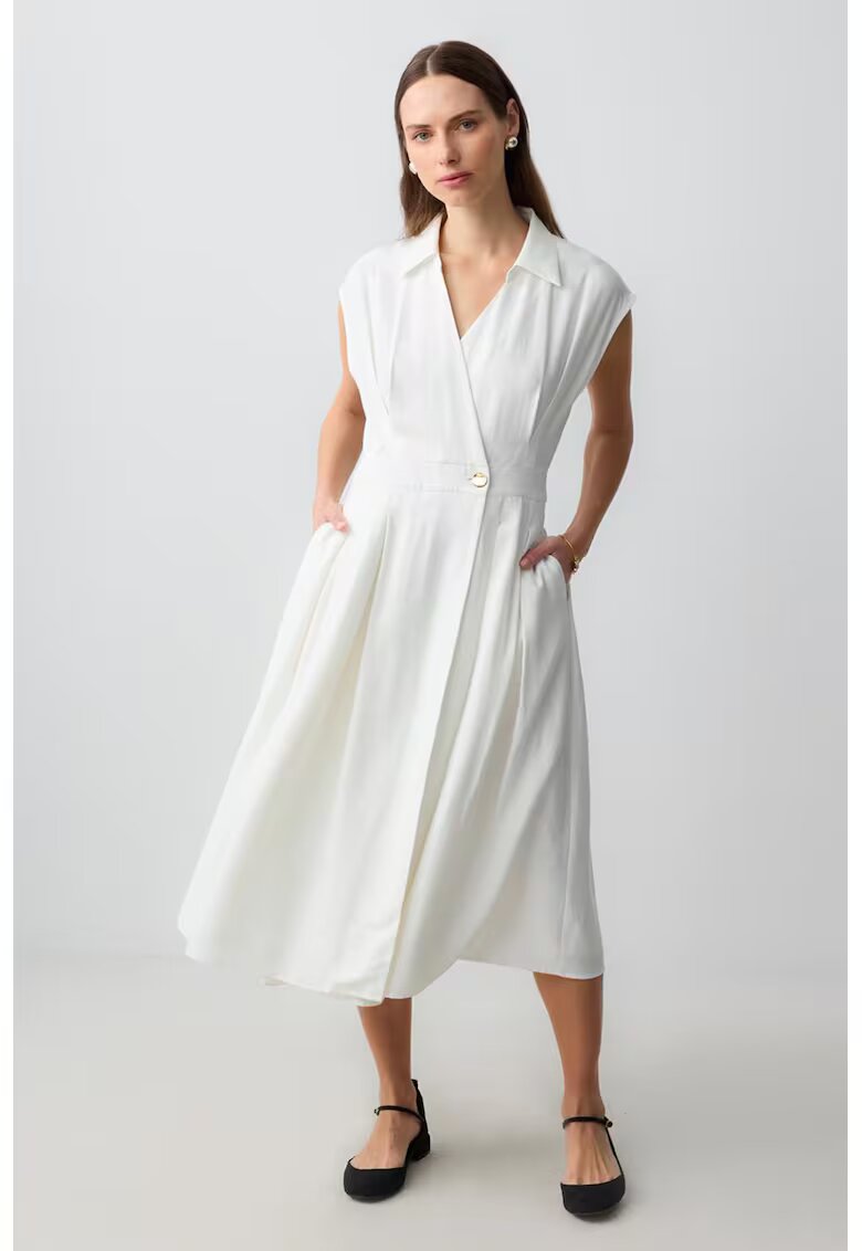 JIMMY KEY Rochie midi din amestec de modal cu buzunare laterale - Alb