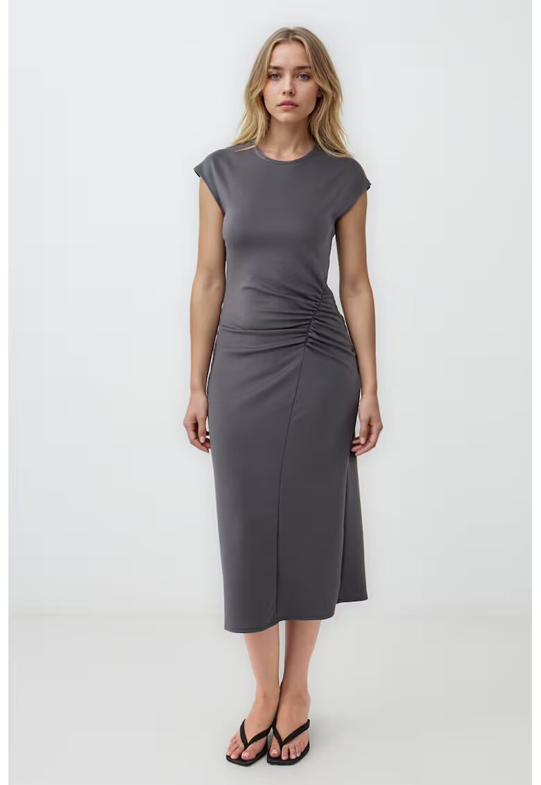 JIMMY KEY Rochie midi din amestec de modal cu pliu elastic - Gri inchis