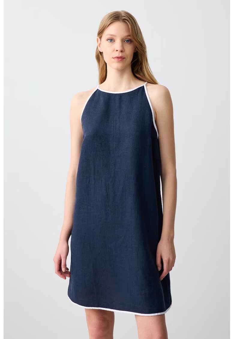 JIMMY KEY Rochie mini de in - Albastru inchis/Albastru
