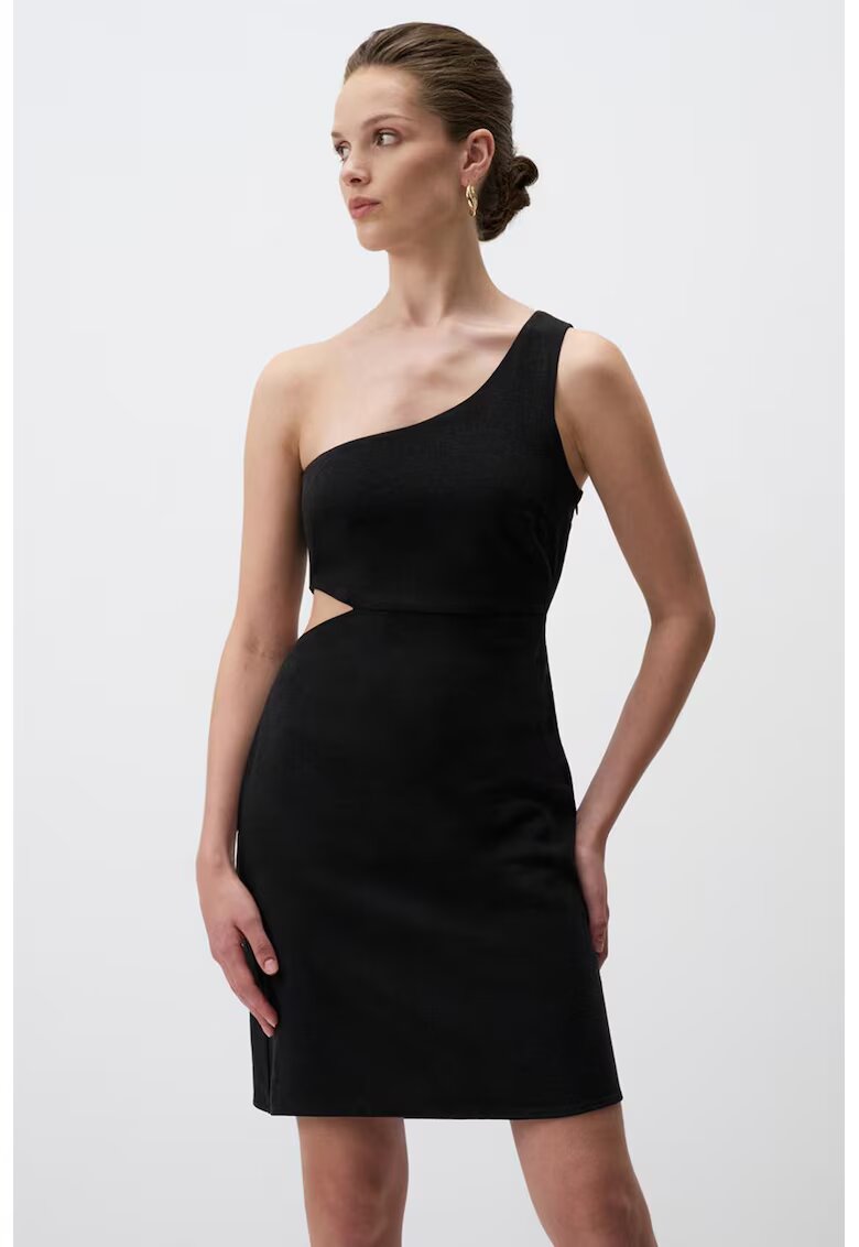 JIMMY KEY Rochie mini din amestec de in cu decupaj - Negru