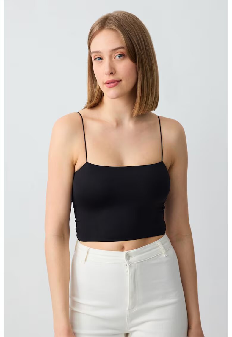 JIMMY KEY Top crop cu bretele inguste - Negru