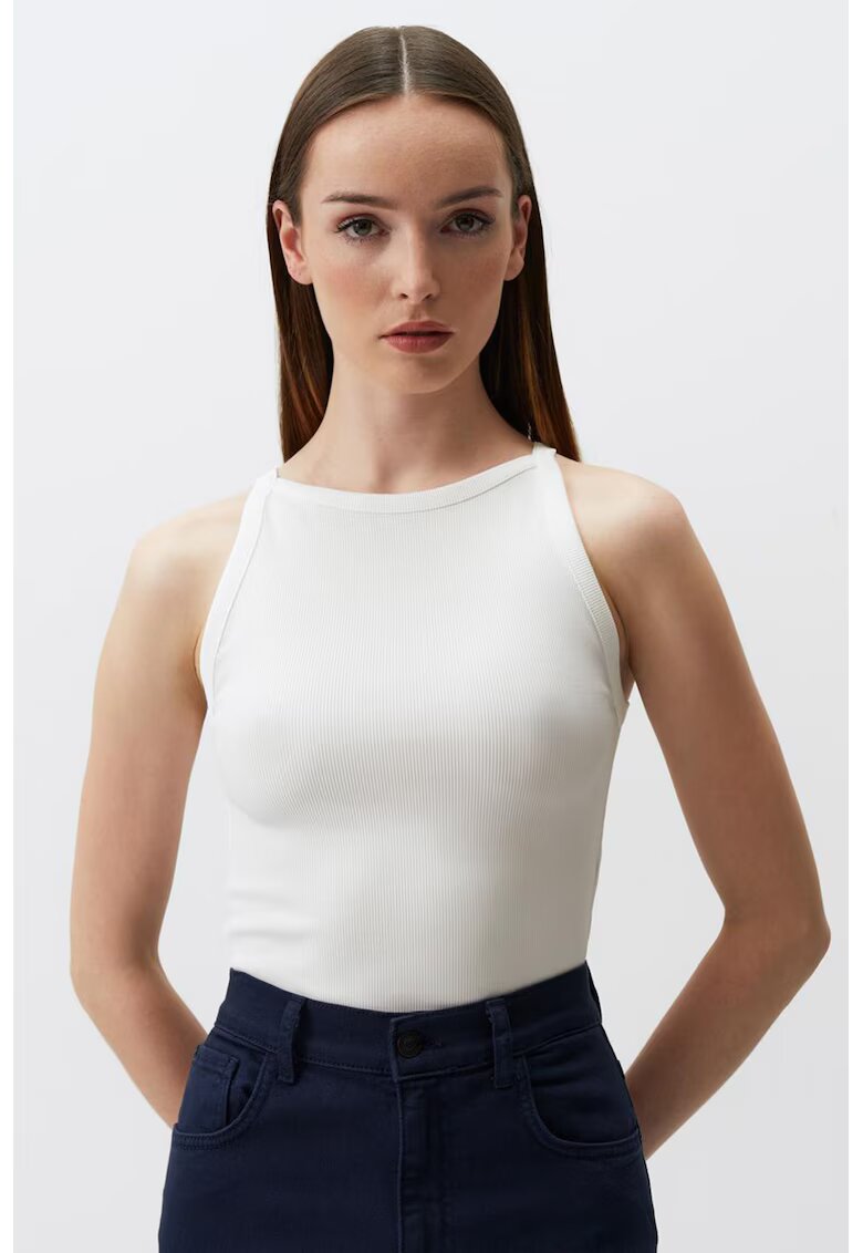 JIMMY KEY Top slim fit cu model uni - Alb