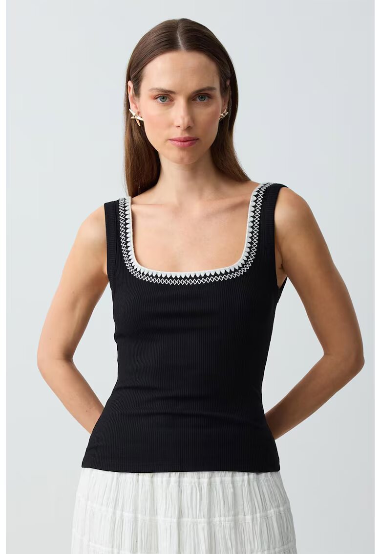 JIMMY KEY Top slim-fit din amestec de bumbac - Negru