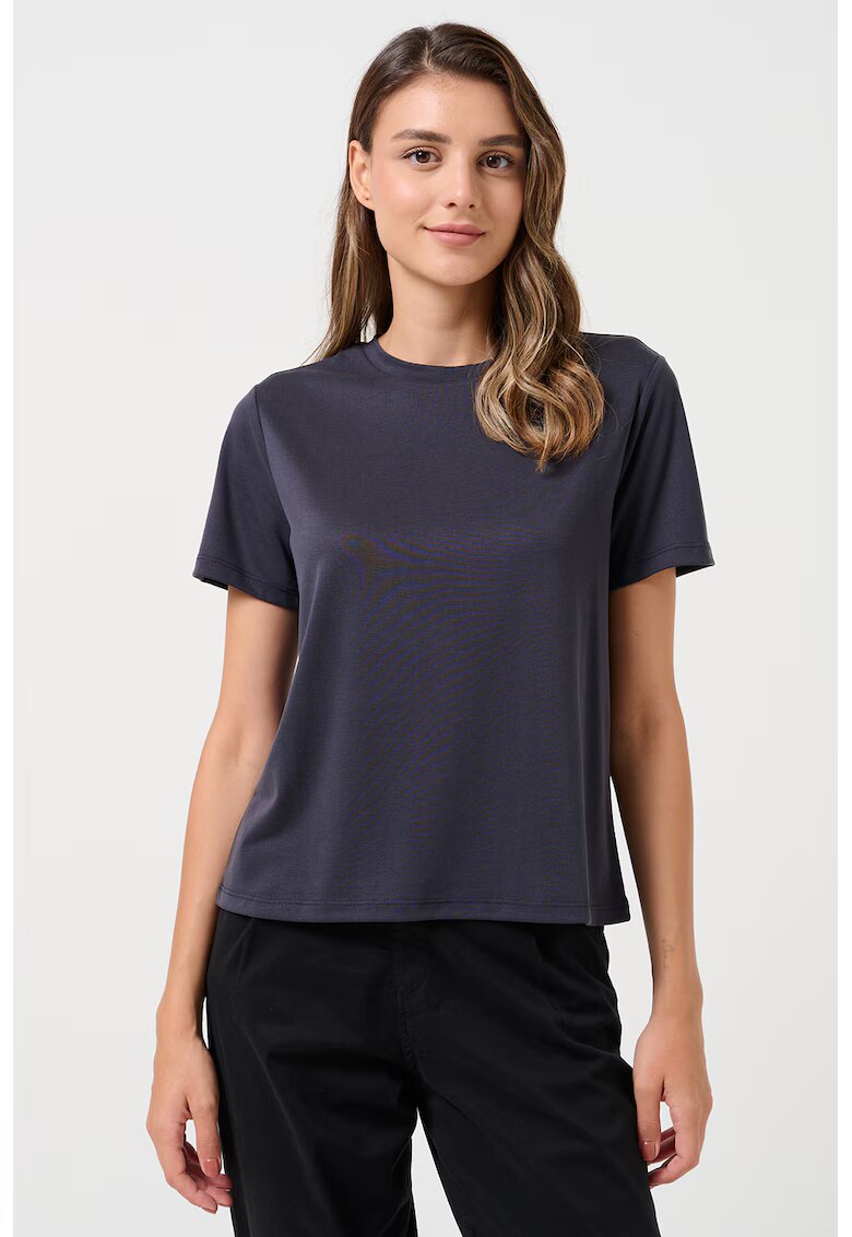 JIMMY KEY Tricou cu decolteu la baza gatului - din amestec de modal Stiziano - Negru stins