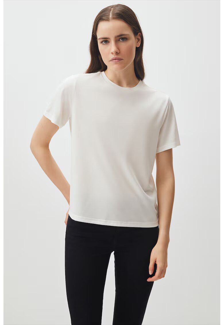JIMMY KEY Tricou cu decolteu la baza gatului Tiziano - Alb murdar
