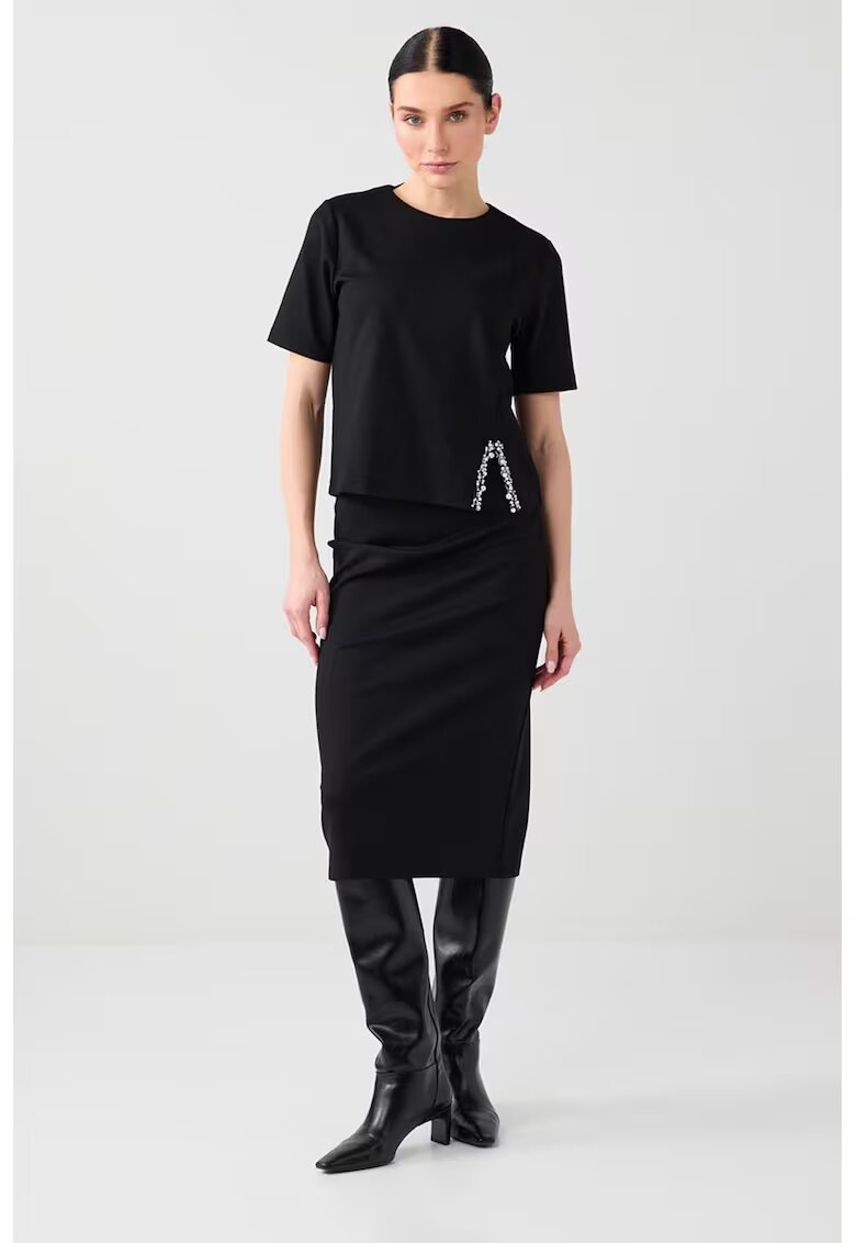 JIMMY KEY Tricou cu model uni si decupaj - Negru