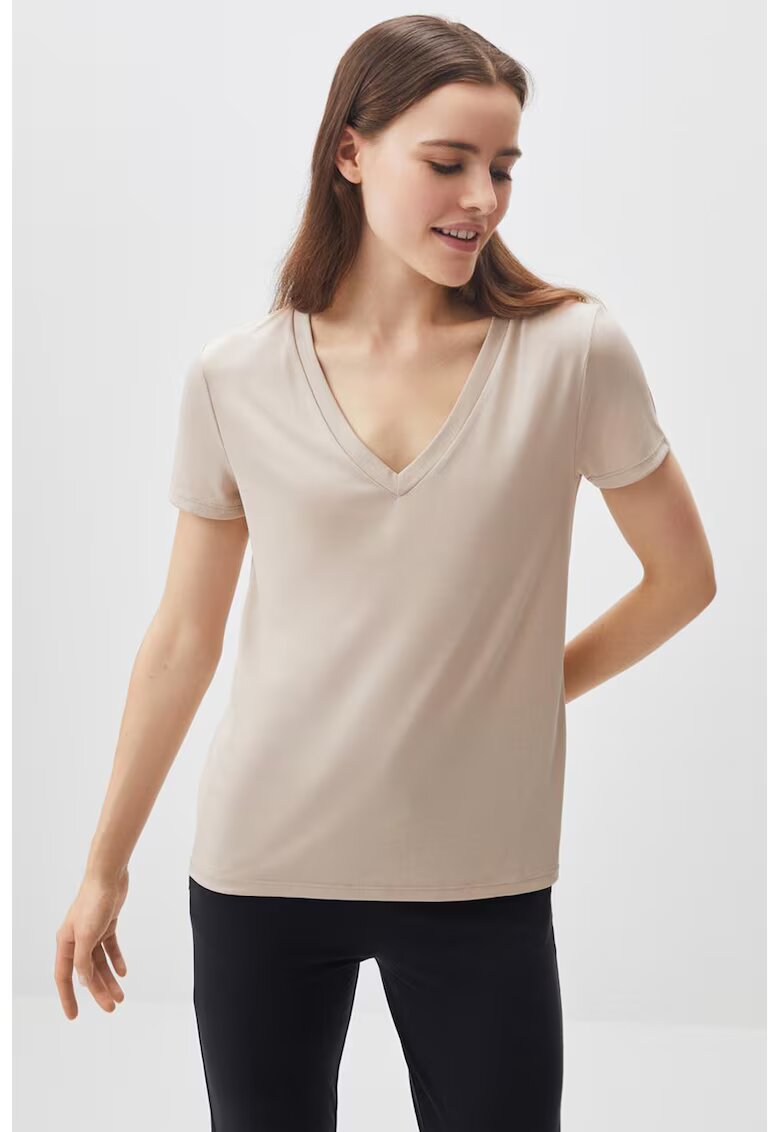 JIMMY KEY Tricou din amestec de modal cu decolteu in V