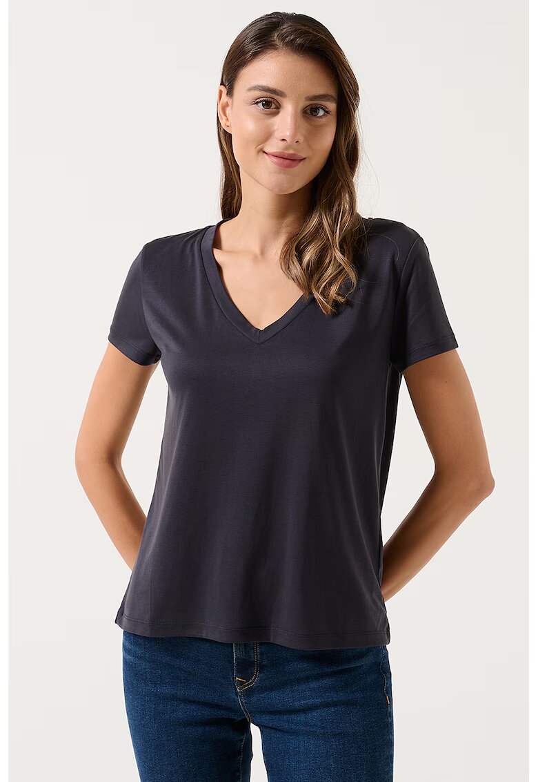 JIMMY KEY Tricou din amestec de modal cu decolteu in V Amazing - Negru stins