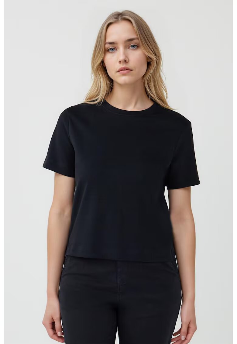 JIMMY KEY Tricou din bumbac cu decolteu la baza gatului - Negru