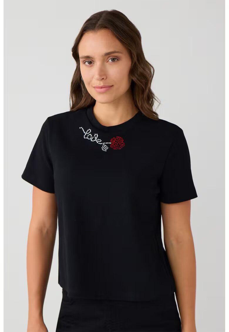 JIMMY KEY Tricou din bumbac cu decolteu la baza gatului - Negru